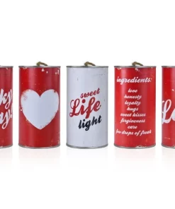 5 Lattine Macchina Sposi Metallo Rosse E Bianche (PWS2)