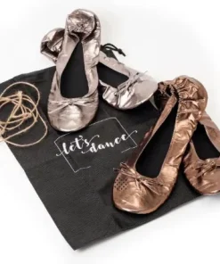 Alternative view of 12 Paia di Ballerine ripiegabili sposa assortite nei colori argento e rame con borsa tacco, taglia M o L accessori matrimonio scarpe